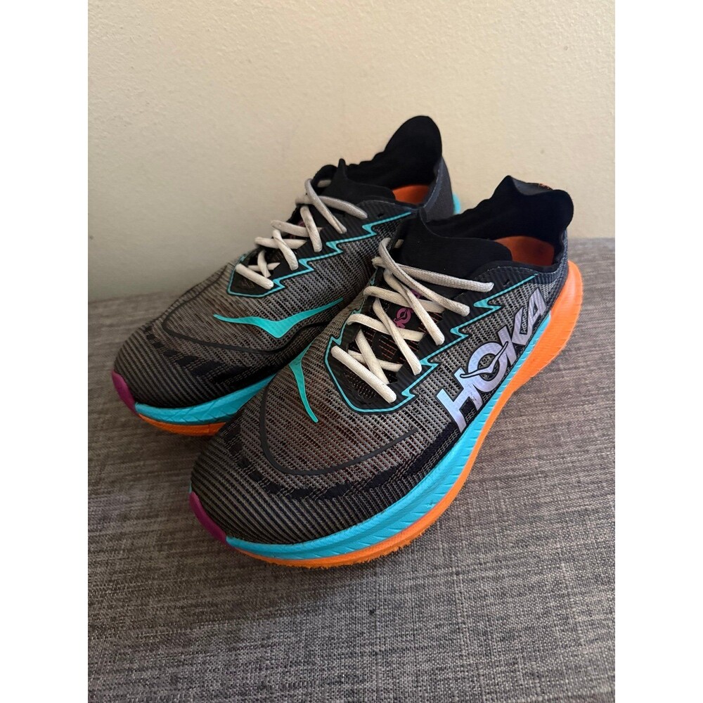 Women’s Hoka Mach X 2 Running Black Gray Orange Aqua Shoes Size 9B
